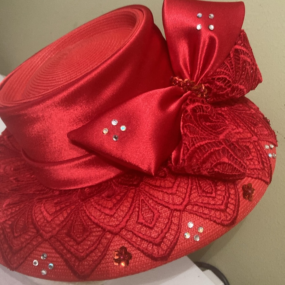 Beautiful Red Church/Dress Hat by Ms. Divine